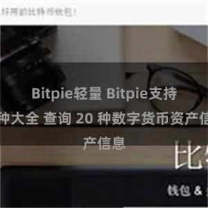 Bitpie轻量 Bitpie支持币种大全 查询 20 种数字货币资产信息